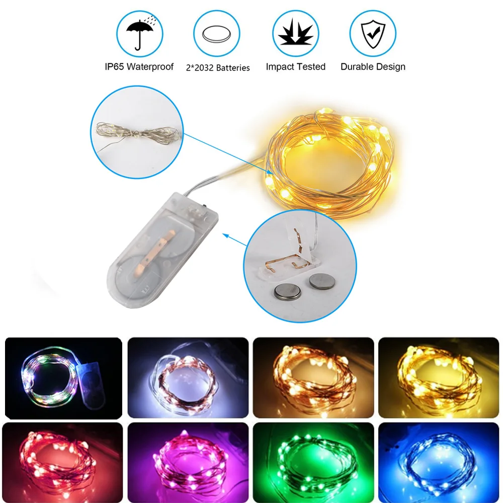 

12PCS 1M Led fairy lights CR2032 battery operated button 10 LED String light Christmas wedding holiday party bottle decoation