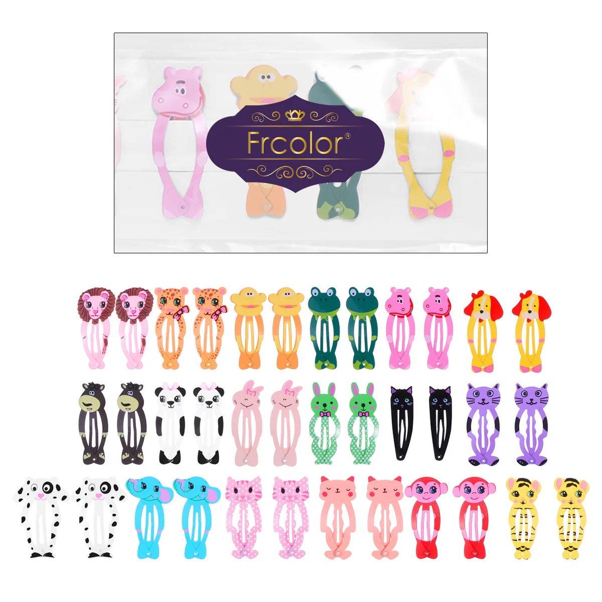 Frcolor 18 пар животных оснастки креативные милые красочные зажимы для волос Barettes головные уборы для детей девочек маленьких детей