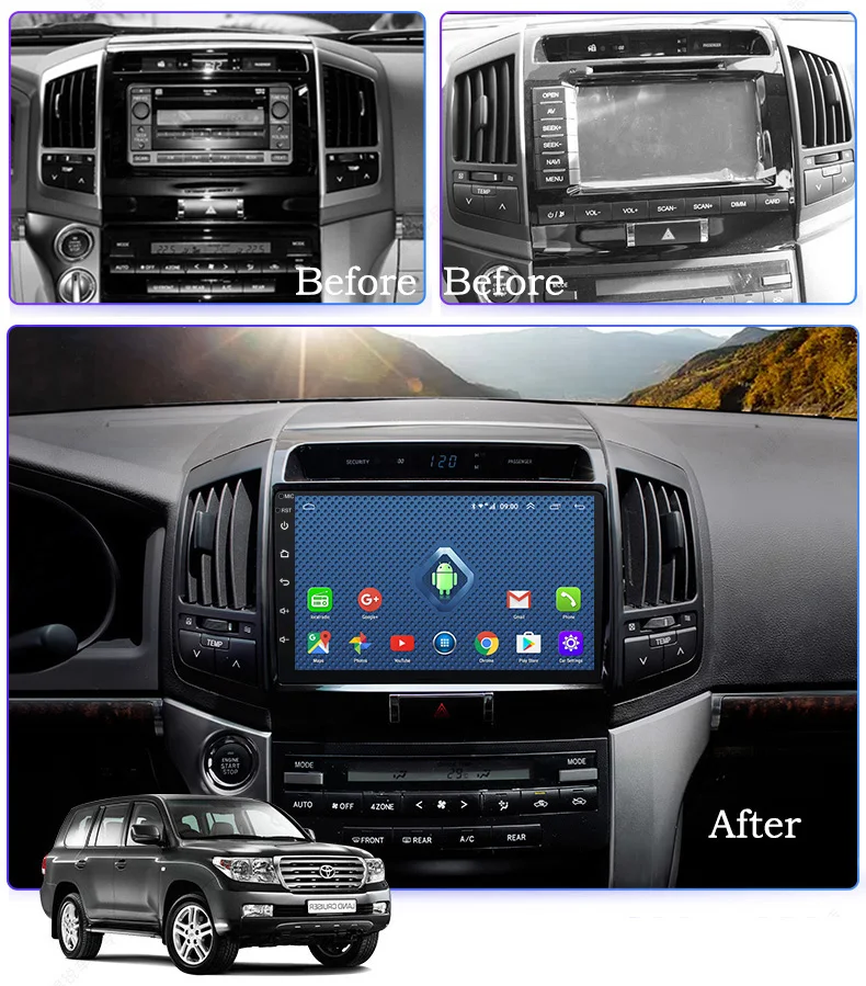 4 аппарат не привязан к оператору сотовой связи всей сети Android 8,0 автомобиля DVD gps плеер для Toyota Land Cruiser 200 LC200 2007-2012 радио навигации