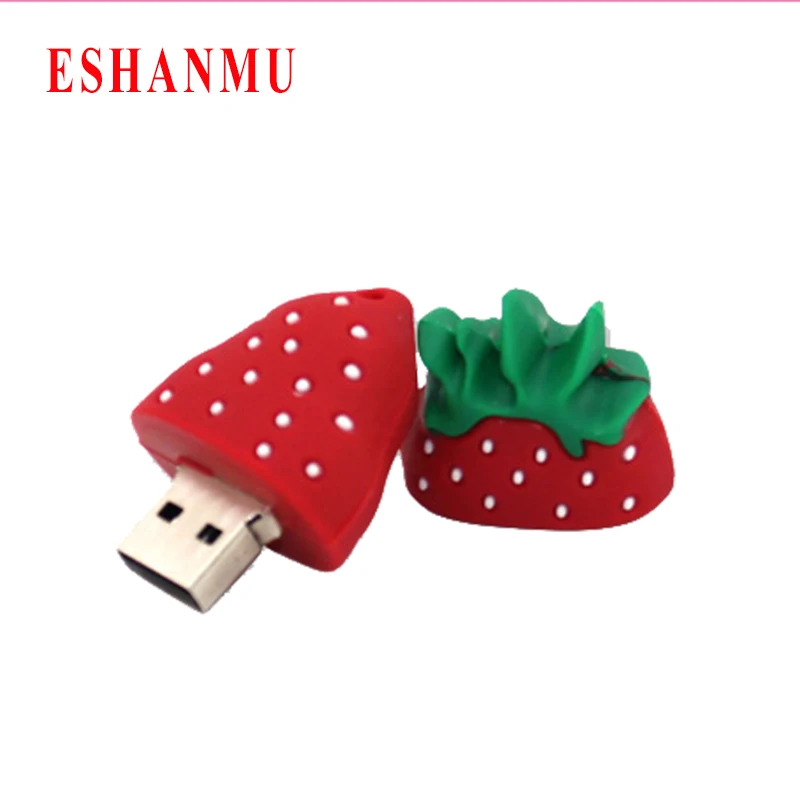 Cartoon Strawberry USB Flash Drive Pendrive 4GB 8GB 16GB 32GB USB Stick External Memory Storage Pen Drive