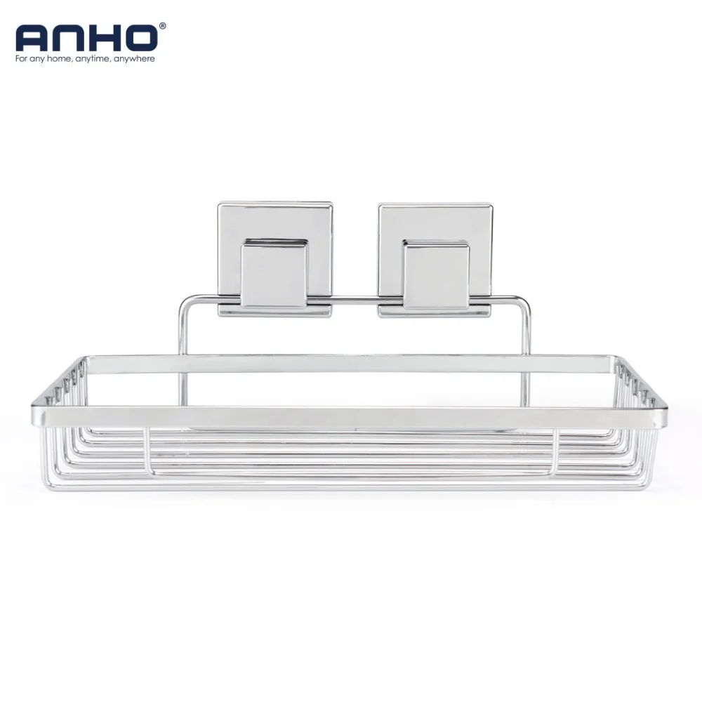 ANHO Sucker Storage Rack For Shampoo Shower Toilet Wall Holder Drain