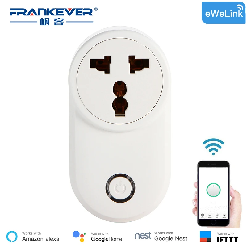 

FrankEver Smart Plug Home Automation Remote Control 10A Wifi Socket Suit for South Africa India Work with Alexa Google home