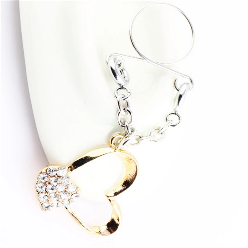 Hot Crystal Sexy Non Pierced Nipple Piercing Rings Gold Heart Clip On Fake Nipple Ring Body Jewelrys Fashion Christmas Gifts Fashion Jewelry