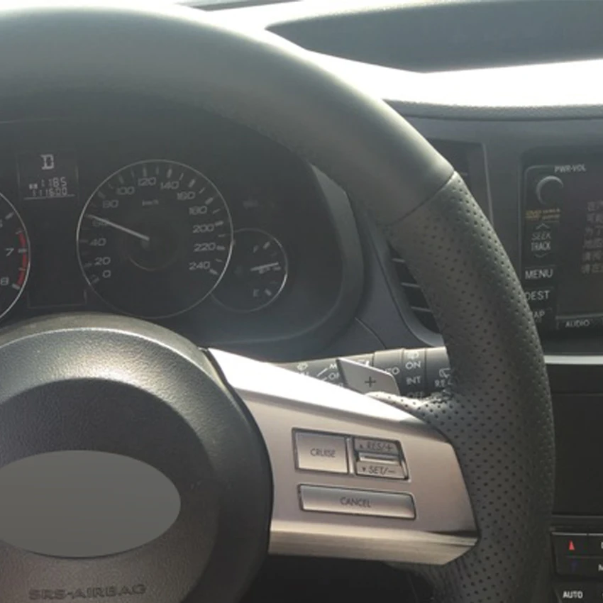 Черный кожаный DIY ручной сшитый чехол рулевого колеса автомобиля для Subaru Outback 2010 2011 2012