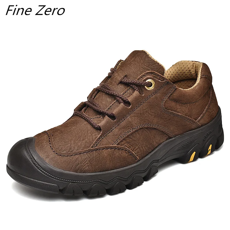 Men's Waterproof Hiking Shoes Travel Shoes Outdoor Non-slip Wear Hunting Sneakers Genuine Leather Trekking Climbing Sports Shoes