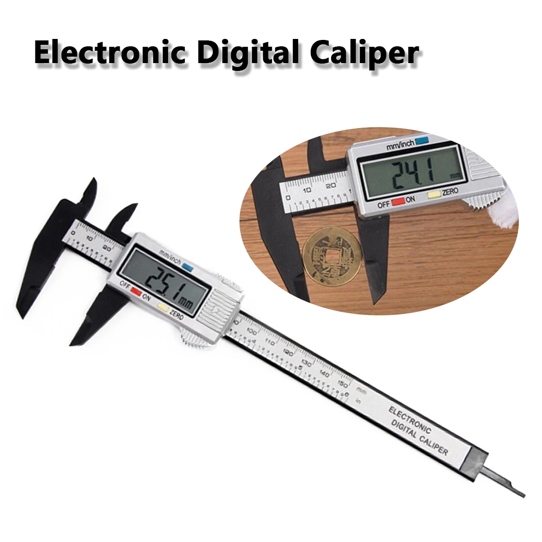 

Measuring Tool 0-150mm 6 Inch Plastic LCD Digital Electronic Carbon Fiber Vernier Caliper Rule Gauge Micrometer