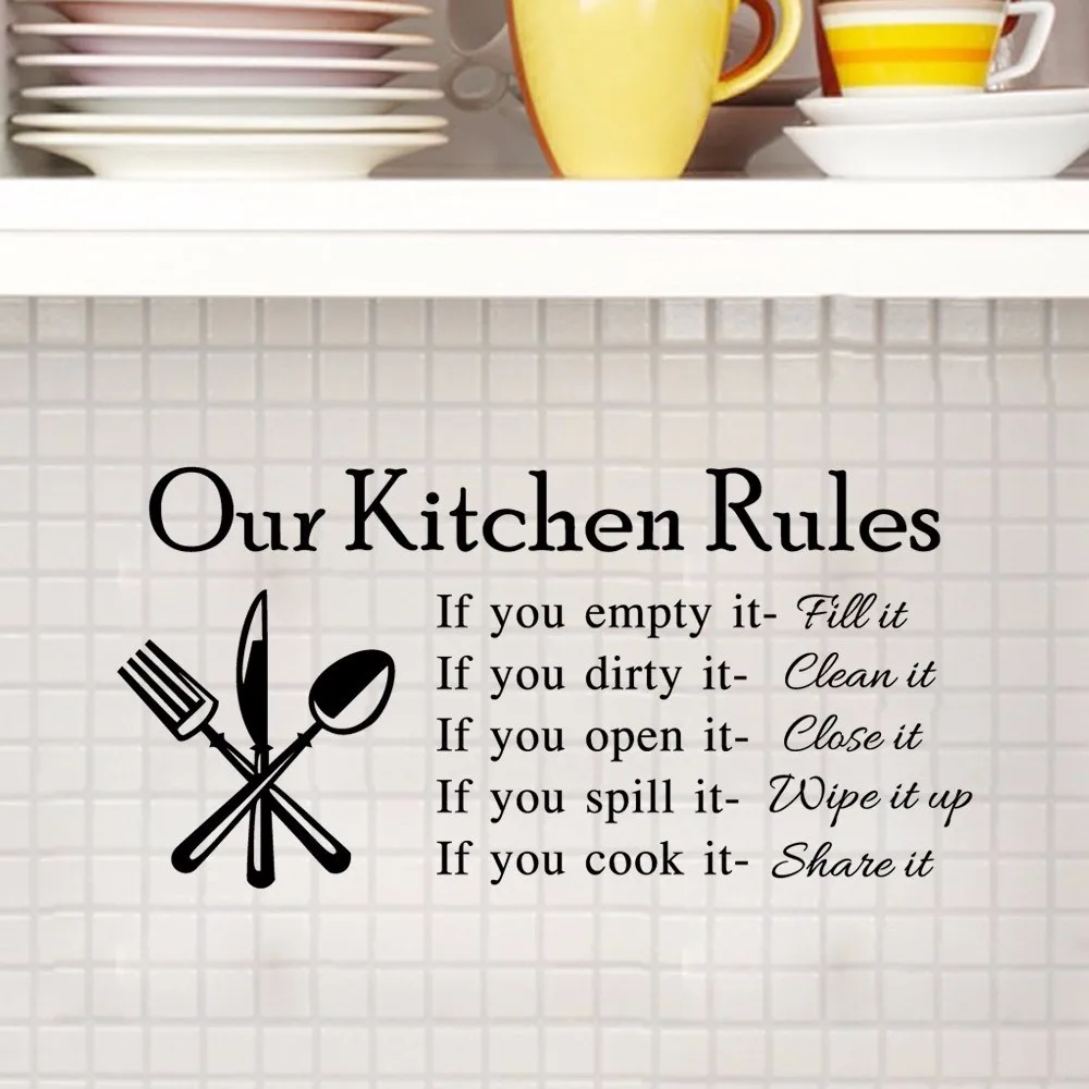 1PCS Kitchen Rules Vinyl Wall Stickers for Kids Room Lettering Art Quote Decals Home Poster Sofa Wall Decoration 6D 1PCS Kitchen Rules Vinyl Wall Stickers for Kids Room Lettering Art Quote Decals Home Poster Sofa Wall Decoration 6D
