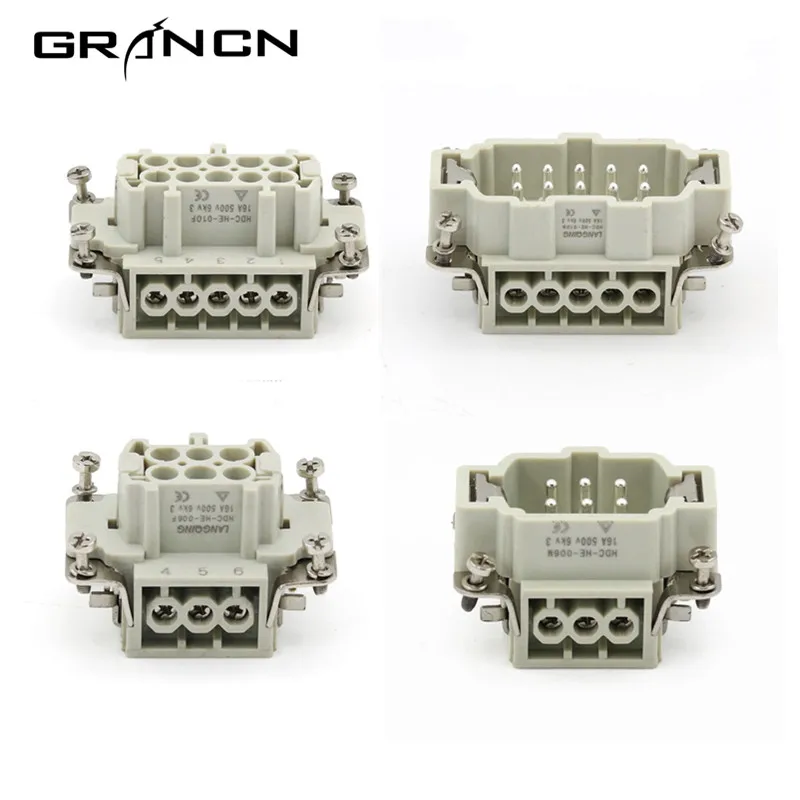 Grancn со сверхмощными разъемами HDC HE 006 1 M/F 6 + pe pin 16a500v водонепроницаемые тяжелых