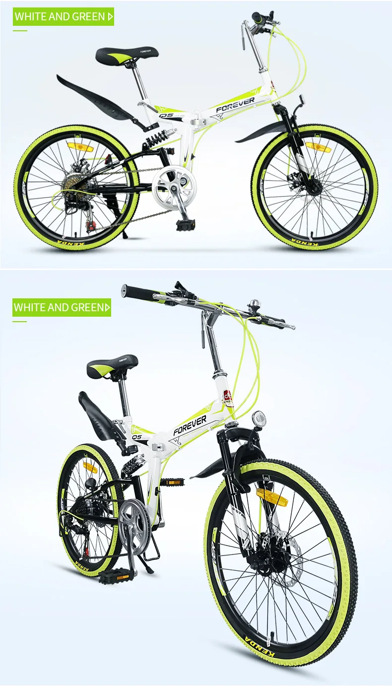 FOREVER складной горный велосипед высокий велосипед из углеродистой стали студенческий взрослый механический дисковый тормоз дорожный велосипед складной MTB 22in 7 скоростей