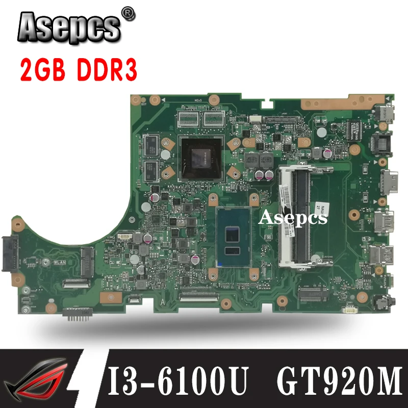 X756UJ материнская плата для ноутбука ASUS X756U X756UWK X756UX X756UJ X756UB X756UV материнская плата I3-6100U GT920M/2 ГБ DDR3 слот для карт памяти