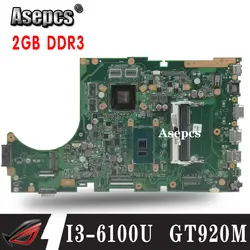 X756UJ материнская плата для ноутбука ASUS X756U X756UWK X756UX X756UJ X756UB X756UV плата I3-6100U GT920M/2 GB DDR3 слот для карт памяти