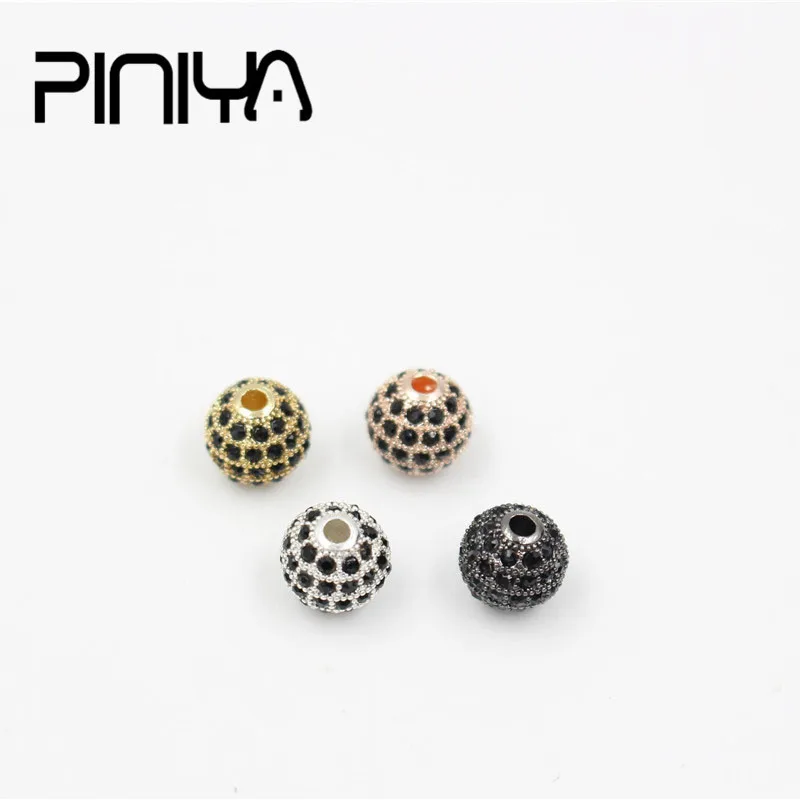 

Copper Ball Cubic Zirconia Bead Jewelry Components Micro Pave Black CZ Spacer Round Beads DIY Jewelry Bracelet Accessories