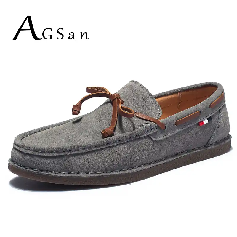 leather slip on boat shoes