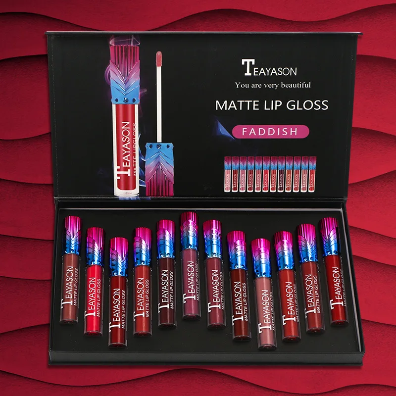 

12PCS Set 12 Colors Velvet Matte Liquid Lipstick Pigment Nude Sexy Lip Gloss Long Lasting Waterproof Moisturizing Lips Tint Kit