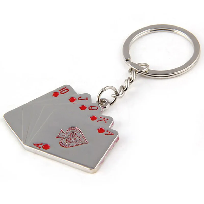 Брелок личность Королевский Флеш покер игральная карта брелок металлическая цепочка для ключей в подарок очаровательные украшения для женщин мужчин автомобильные аксессуары