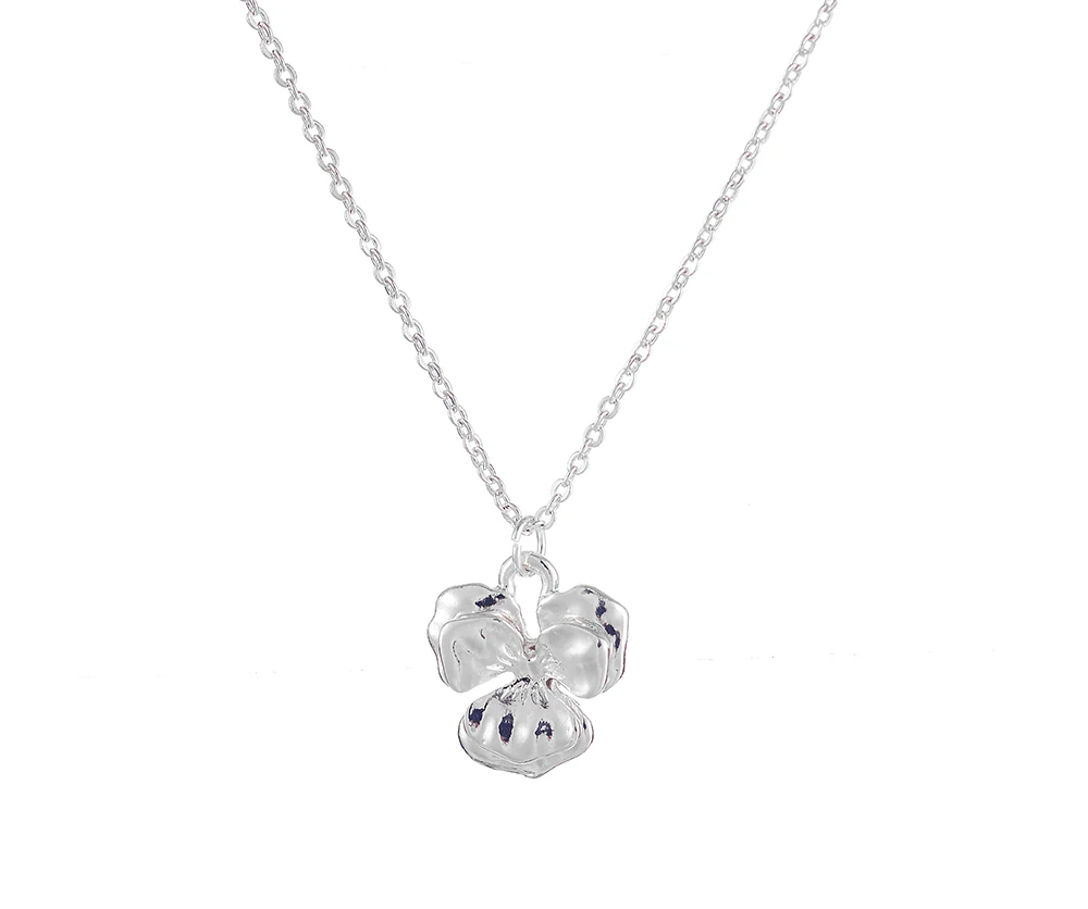 

FABLE (UK Brand) - Silver/Enamelled Short Pansy Necklace in a beautiful box and gift packaging