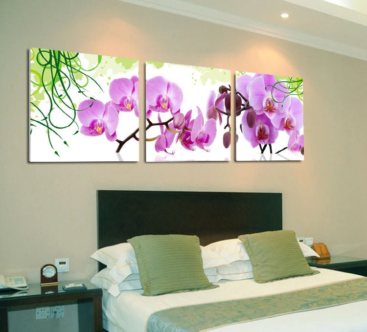 

3 Piece Canvas Wall Art Modern Moth orchid Canvas Paintings Dinning Room Decorative Pictures HD Prints With Framed F-1066