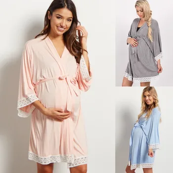 

Women Maternity Dress Nursing Nightgown Breastfeeding Nightshirt Lace Sleepwear