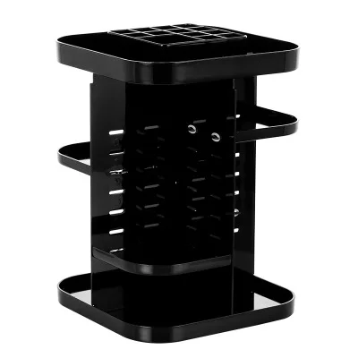 360-degree Rotating Makeup Organizer cosmetic Display Case round jewelry storage rack box Adjustable Cosmetic Storage Rack - Цвет: black b