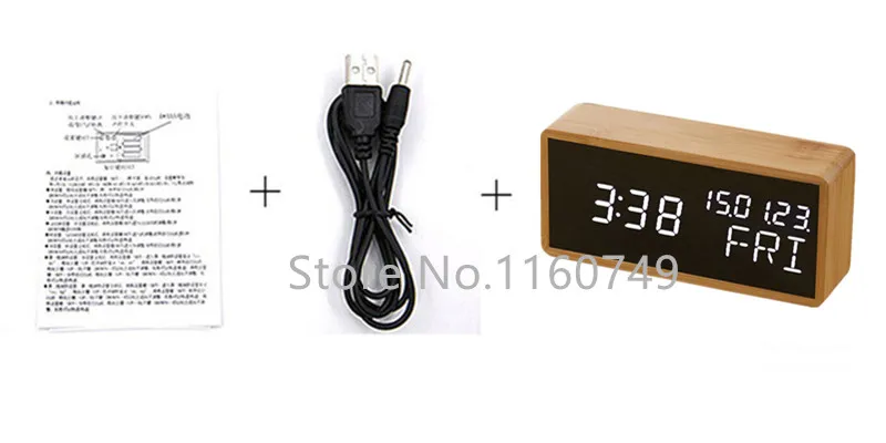 Повтор будильника бамбуковый деревянный светодиодный зеркальный цифровой часы USB электронные часы с календарями настольные часы акустическое управление зондирование