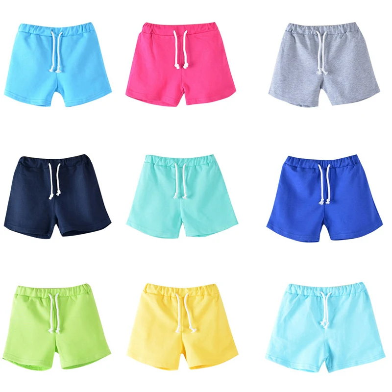 100% Cotton Kids Shorts Summer Boy Girl Candy Color Sport Casual Shorts ...