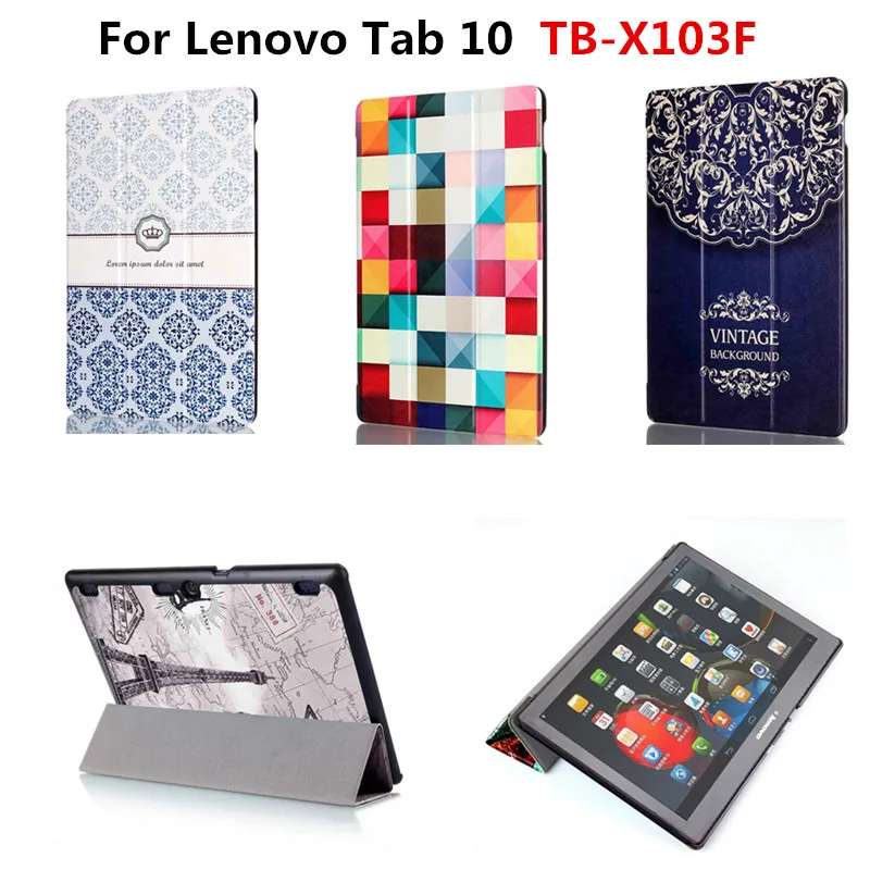 

Ultra Slim Cute Stand PU Leather Protective Skin With Magnetic Case Print Cover For Lenovo Tab 10 TB-X103F X103F 10.1'' Tablet