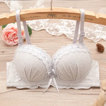 

Yasemeen Thin Cup Wire Free Cotton Underwear for Students Cute Lace Bow Push Up Bras Breathable Cotton Underwear Cotton Bras