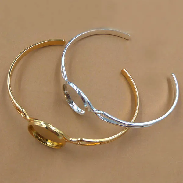 

Blank Open Bangle Settings with 12mm 14mm 16mm Round Curved Bezel Cameo Cabochon Bases cuff Bangle DIY Findings Multi-color