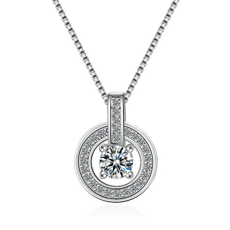 

Everoyal Shining Cubic Zircon Round Pendant Necklace Female Accessories Fashion 925 Sterling Silver Necklace For Women Jewelry