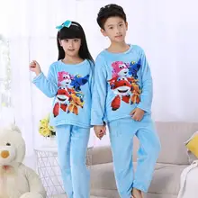 Зимняя одежда для сна для мальчиков г. милые пижамы с героями мультфильмов теплые пижамы Fannel Детская домашняя одежда, одежда Детский пижамный комплект для девочек MU1221