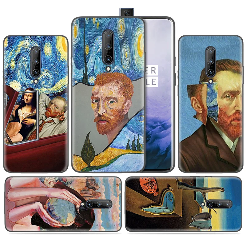 

Silicone Case for Oneplus 1+ 7 Pro 7Pro 6T 6 5G Black Dark Coque Shell Cell Phone Cover Mobile Bags Van gogh Oil Painting