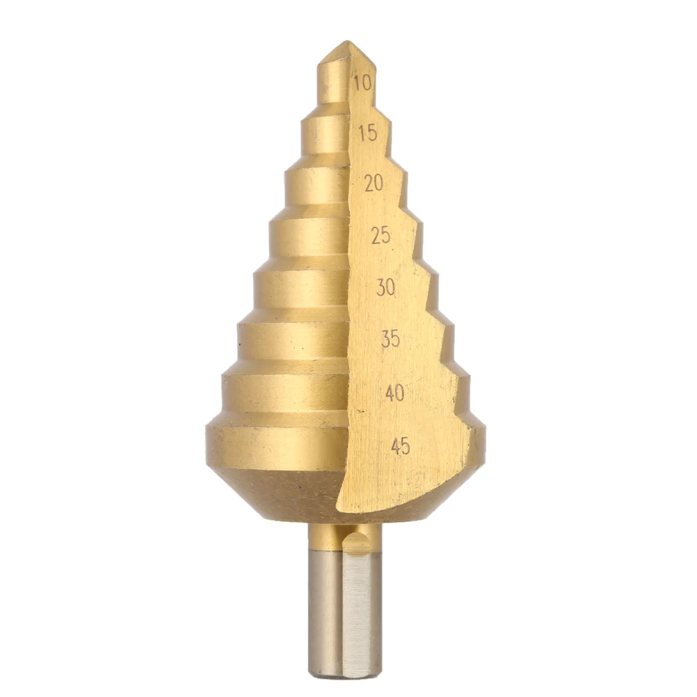 

10-45mm drill bits Titanium Plated HSS Straight Flute Step Drill bit metal Pagoda drill bit set Essential Hole Cutting wood tool