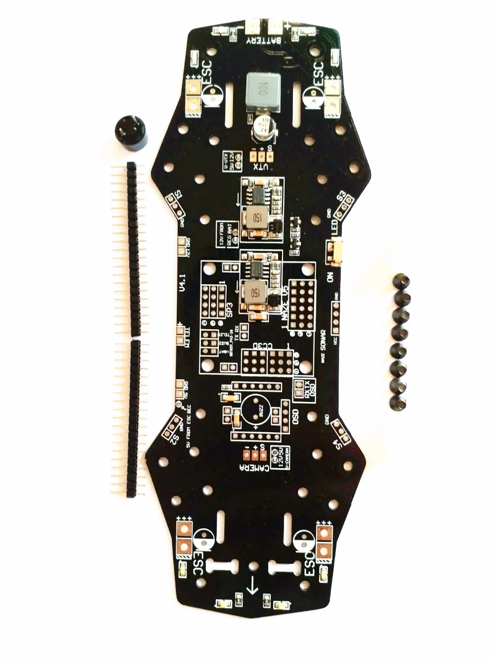 

Power Distribution Board PDB 5V/12V BEC Buzzer LED Support OSD for F3 CC3D/NAZE32 Flight Control of QAV250 250 FPV RC Drone