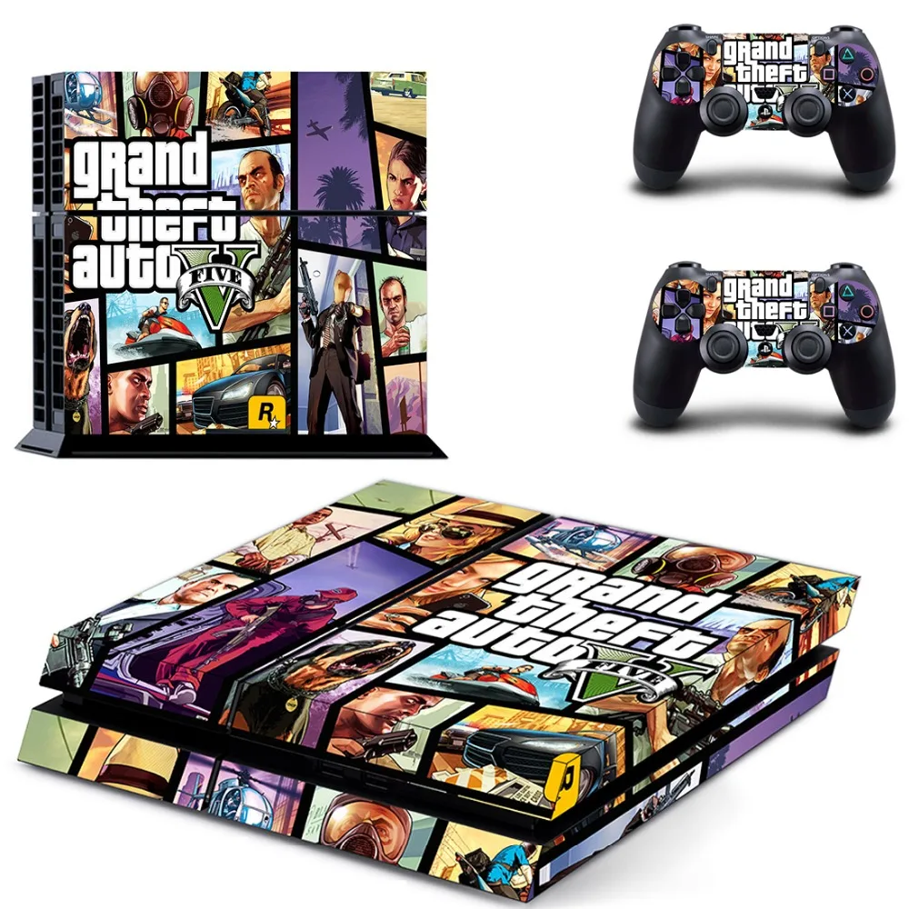 

GTA 5 Decal Skin PS4 Cover For Playstaion 4 Console PS4 Skin Stickers+ 2Pcs Controller Protective Skins