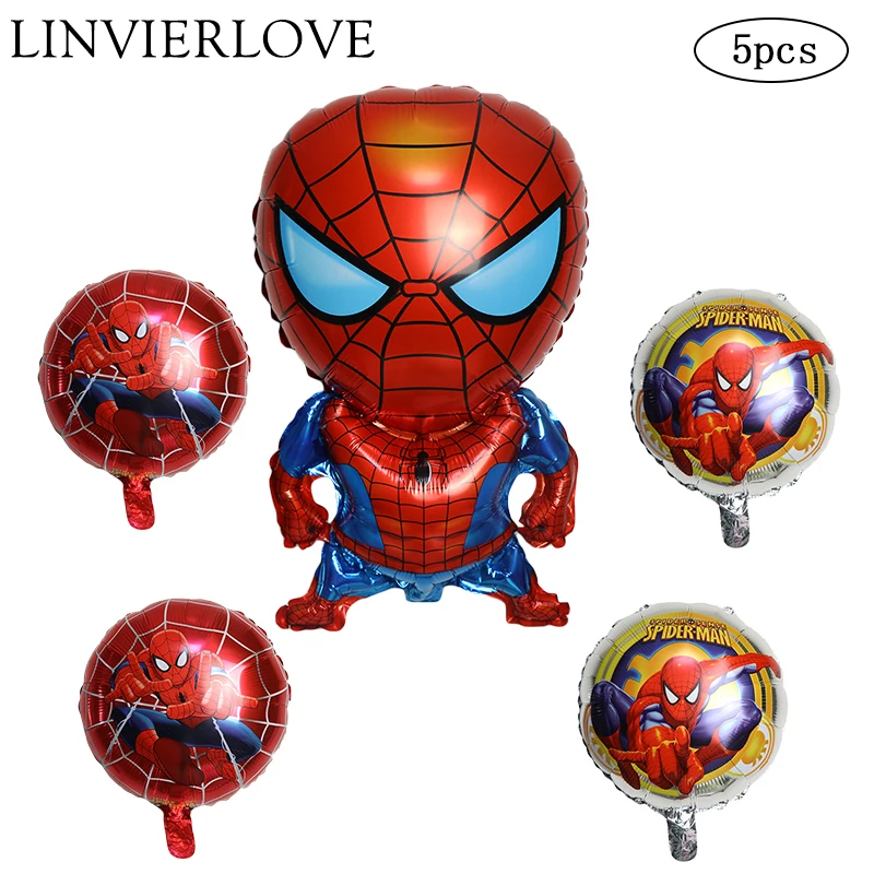 

5Pcs Big Cartoon Spiderman Foil Balloons For Kids Happy Birthday Inflatable Helium&Air Balloons Baby Shower Party Supplies