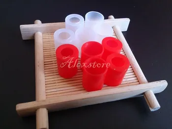 

100pcs Atlantis Silicone Mouthpiece Cover Silicon Drip Tip Disposable Red Clear Rubber Test Tips Cap Tester For Aspire