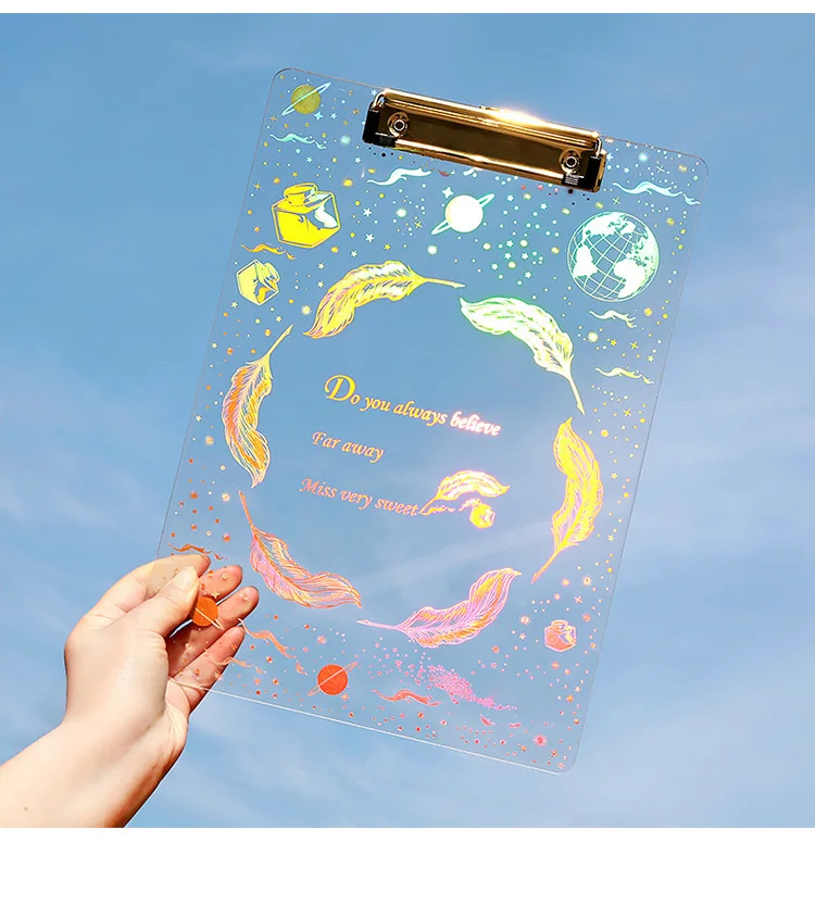 DUGUO канцелярские товары мечта звездное небо акриловый бронзирующий прозрачный альбом для фотографий A4 папка доска для письма kawaii папка