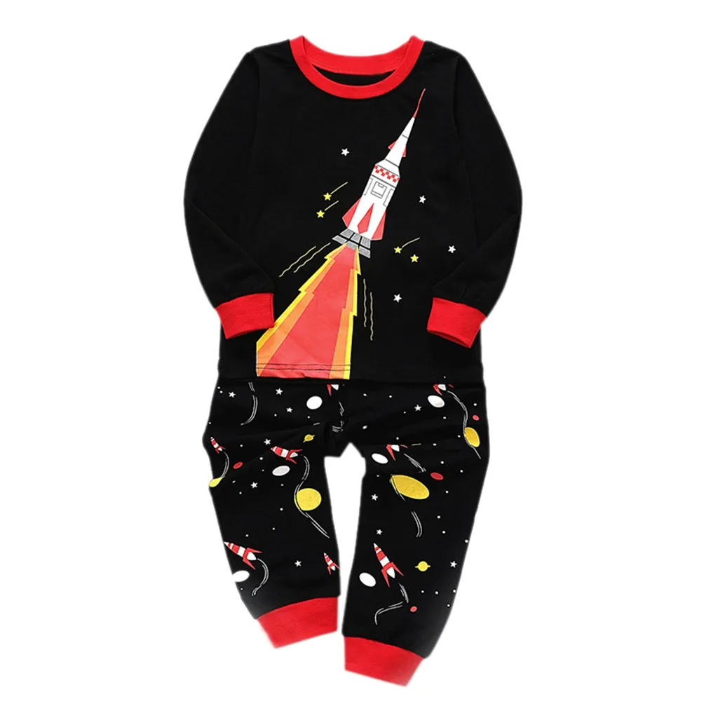 

Toddler Kids Baby Boys Girls Rocket Pajamas Sleepwear Tops Pants Outfits Set