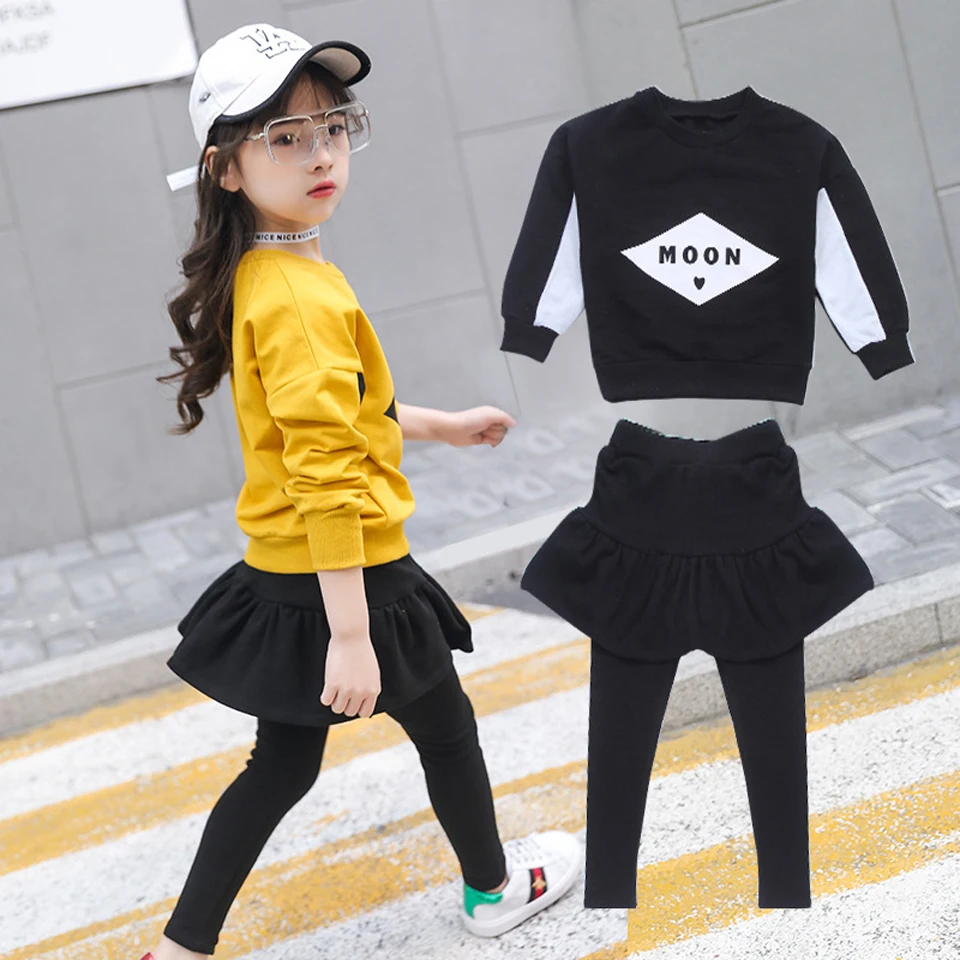 

Children Clothing 2pcs Sets Spring Autumn Baby Girls Sport Outfits Child Clothing Set Suit T-shirt + Skirt Pants Clothes