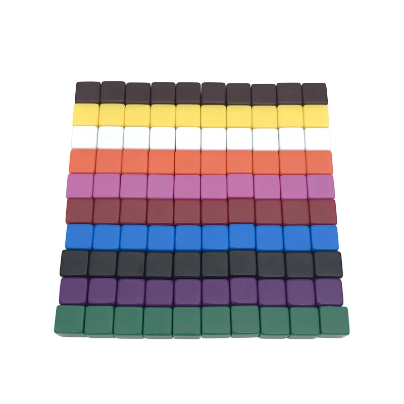 100Pcs/Lot New High Quality 16mm Acrylic Color Blank Dice D6 Can Write Carving Children Teaching Game Dice Wholesale Board Games