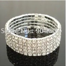 24 шт./лот модное серебряное кольцо пять рядов нитка дорогим горным хрусталем, браслеты с горным хрусталем "кошачьего глаза" браслет B11056