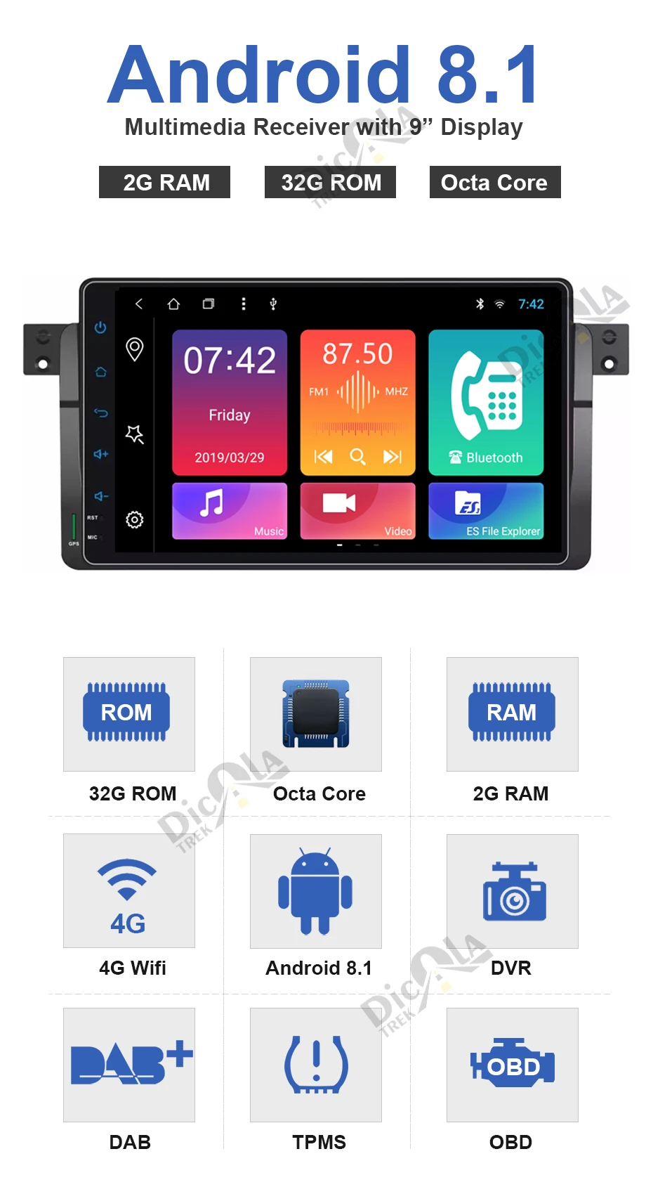 Perfect 9" IPS HD Android 8.1 car GPS for BMW E46 Sedan Rover 75 1999 2000 2001 2002 2003 2004 MG ZT multimedia player no DVD 3