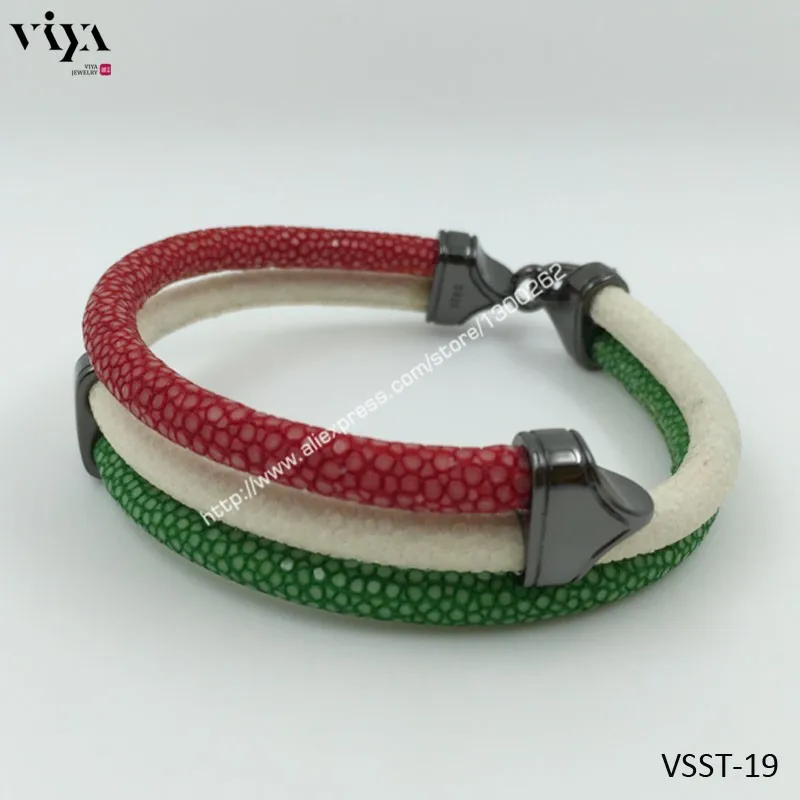 Genuine Stingray Skin leather bracelet Men-VSST-19 (2)