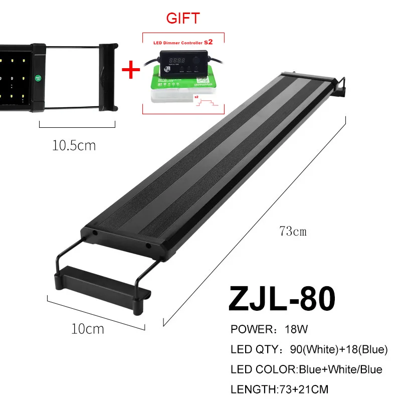 73-94 см аквариумный светодиодный светильник ing освещение для водных растений светильник для аквариума с выдвижными кронштейнами подходит для аквариума - Цвет: ZJL-80 and Gift