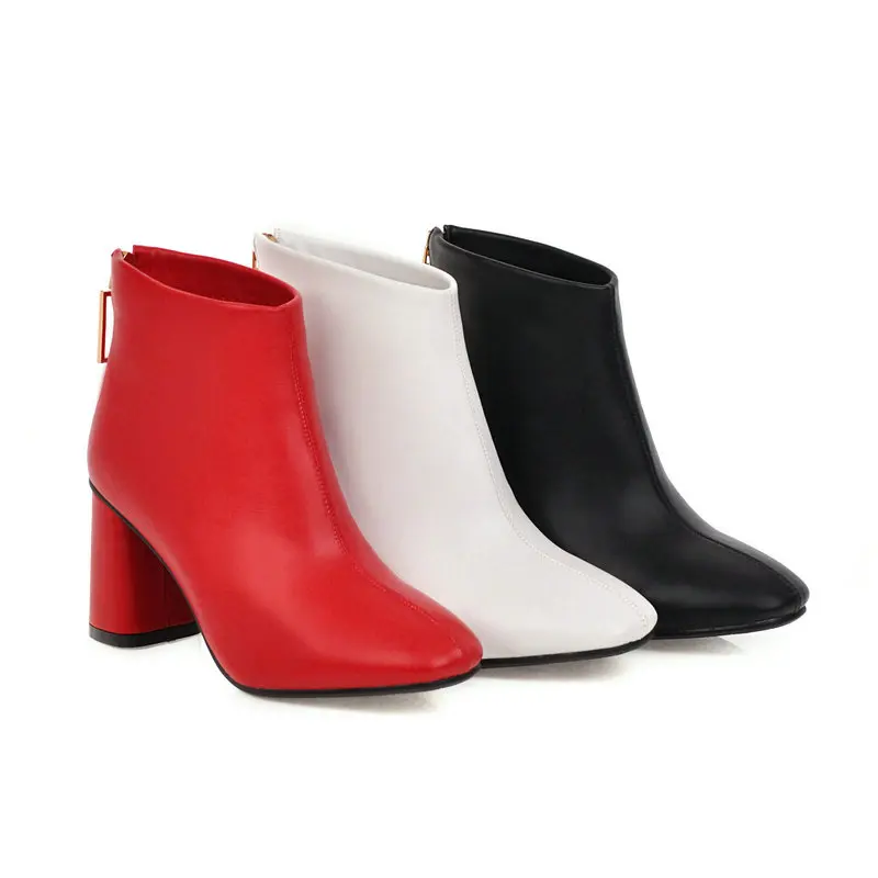 

2019 Women high heels Ankle Boots back crystal zipper Ladies Boots Autumn Winter party wedding Shoes Woman Large size 34-43