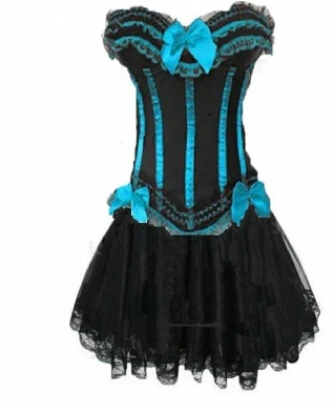 Готический Бурлеск корсет и юбка нарядное платье девичник Хэллоуин костюм сексуальный корсет и бюстье кружевной корсет костюм
