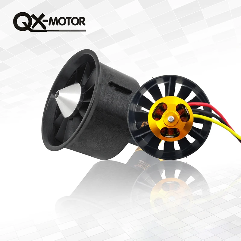 QX-MOTOR 64 мм EDF 2822 2200KV мотор бесщеточный канальный вентилятор композитный материал корпус 12 лопастей для радиоуправляемый самолет, Квадрокоптер запчасти