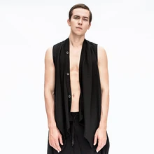 Мужская одежда, летняя кружевная тонкая жилетка без пуговиц, верхняя одежда, одежда певицы m-xxl