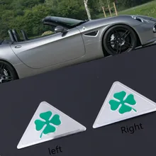 2pcs Emblem Badge Sticker quatrefoil green delta Alfa Romeo Car Side Fender for Giulietta Giulia Spider GT car sticker