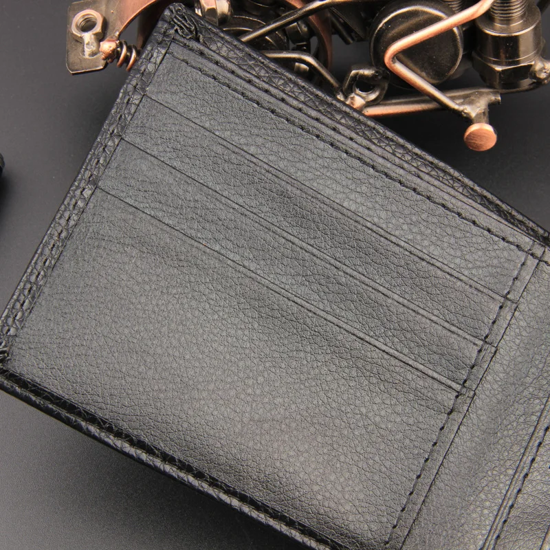 2019 new high-end PU wallet men's fashion pure black minimalist style wallet cheap men's wallet Fashion leisure 028